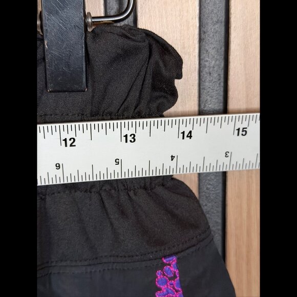 Free People Shorts Medium Black Movement Embroidered Logo Ruffled Waist Lined - Picture 3 of 8